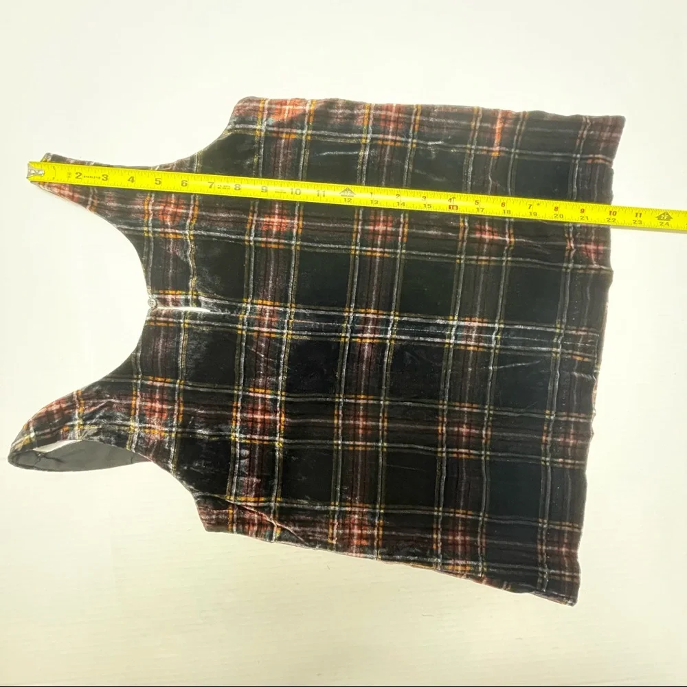 NWT J. Crew Stewart Tartan Velvet Plaid Tank Top Black Red Sz 0
